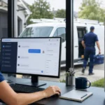 Home service business team planning ai chatbots for contractor websites with a digital operations dashboard