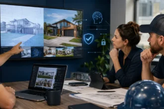 Home service business team planning ai image tools for contractors with a digital operations dashboard