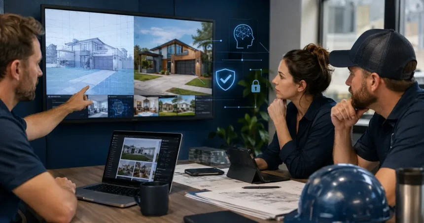 Home service business team planning ai image tools for contractors with a digital operations dashboard