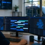 Home service business team planning ai scheduling for home services with a digital operations dashboard