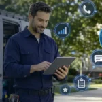 Home service business team planning best crm software for contractors with a digital operations dashboard