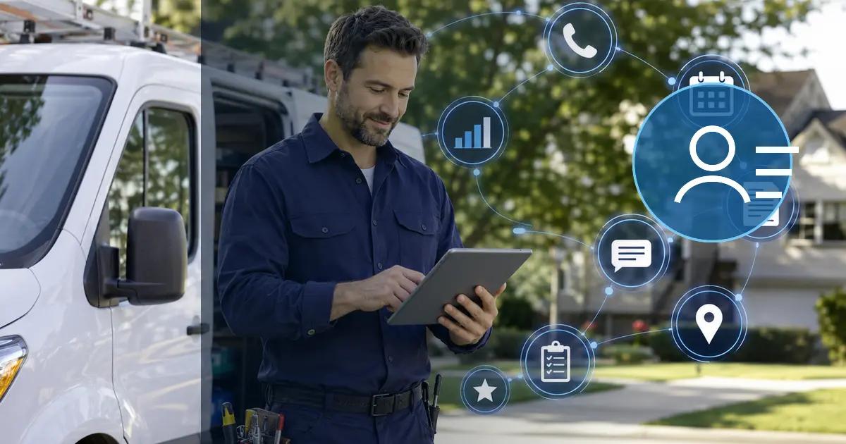 Home service business team planning best crm software for contractors with a digital operations dashboard