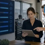 Home service business team planning best scheduling software for home service businesses with a digital operations dashboard