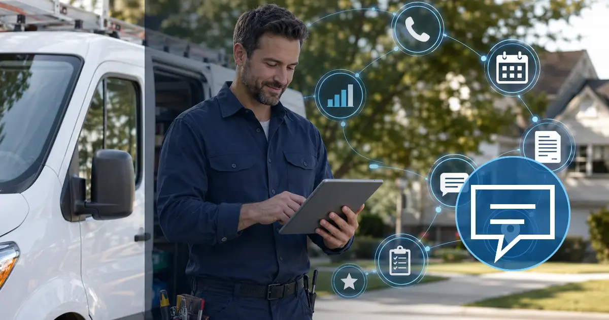 Home service business team planning best team communication apps for field service companies with a digital operations dashboard