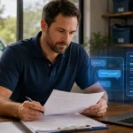 Home service business team planning contractor software buying checklist with a digital operations dashboard