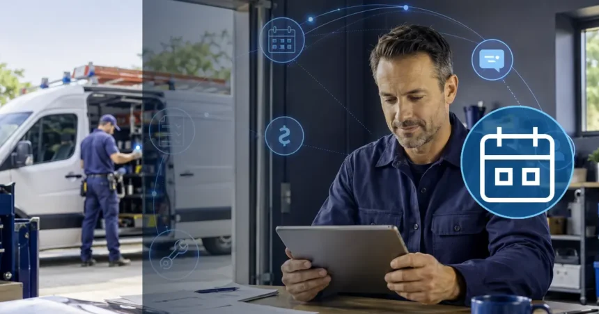 Home service business team planning field service software features you may be paying for but never use with a digital operations dashboard