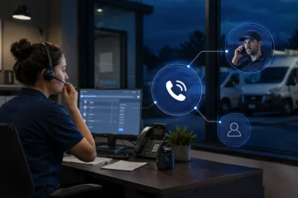 Home service business team planning how ai call answering helps contractors capture after-hours leads with a digital operations dashboard