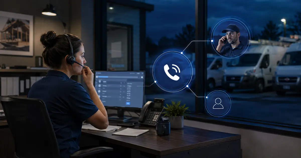 Home service business team planning how ai call answering helps contractors capture after-hours leads with a digital operations dashboard