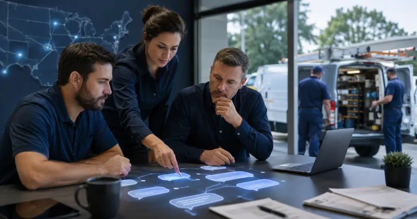 Home service business team planning build an ai chatbot that qualifies home service leads with a digital operations dashboard