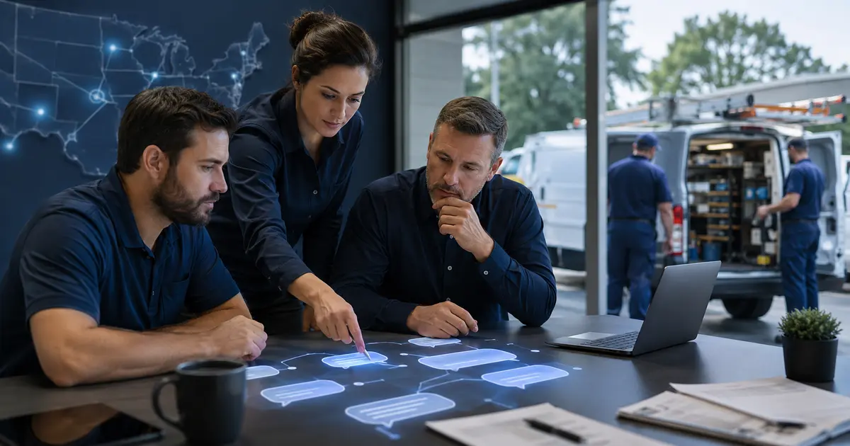 Home service business team planning build an ai chatbot that qualifies home service leads with a digital operations dashboard