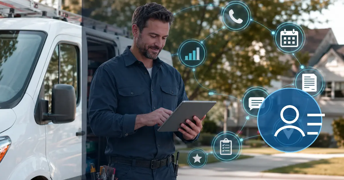 Home service business team planning set up a crm for your contracting business with a digital operations dashboard