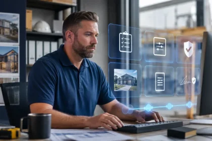 Home service business team planning use ai to create more professional proposals with a digital operations dashboard