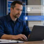 Home service business team planning use ai to respond to negative reviews without sounding robotic with a digital operations dashboard