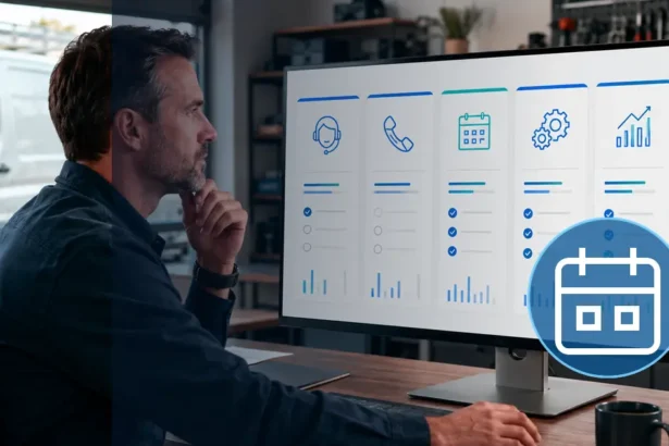 Home service business team planning when should a contractor upgrade to field service management software with a digital operations dashboard